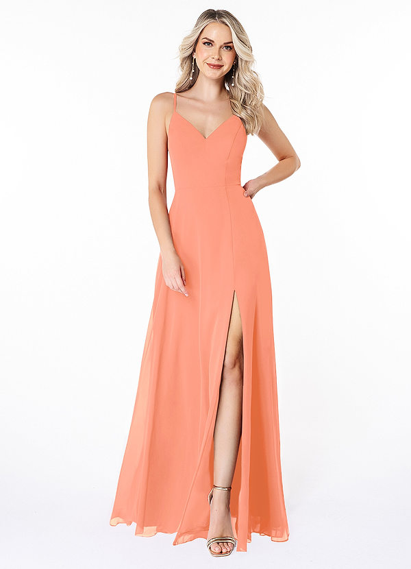 Azazie Lena Bridesmaid Dresses Sunset A-Line Lace Chiffon Dress image1