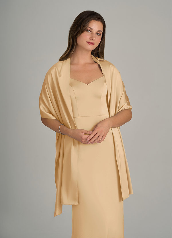 front Azazie Matching Color Ireland Stretch Satin Shawl
