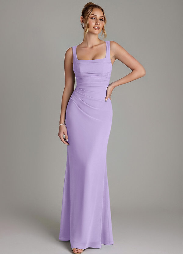 Azazie Agustina Bridesmaid Dresses Lilac Mermaid Corset Chiffon Dress image1
