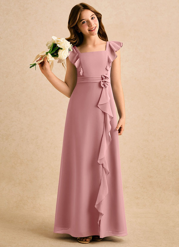 Azazie Soso Girls Formal Blommflicksklänningar Klänning A-Line i Chiffong Plisserad image1