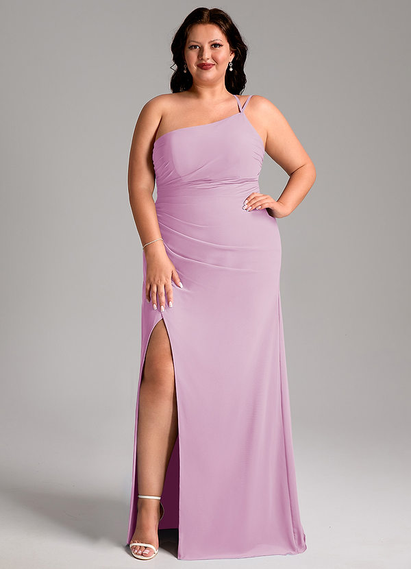 Azazie Eren Bruidsmeisjes Jurken Jurk van Chiffon met Kolom One-Shoulder Snoep Roze image1