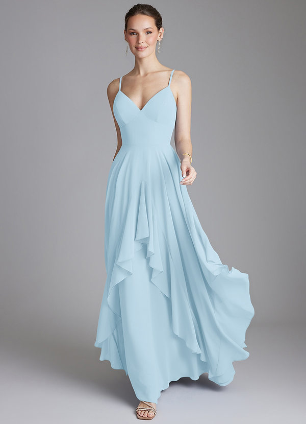 Azazie Zaina Bridesmaid Dresses Sky Blue A-Line Chiffon Dress image1