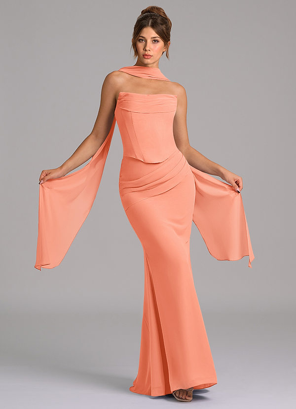 Azazie Sorrel Bridesmaid Dresses Sunset Mermaid Corset Chiffon Dress image1
