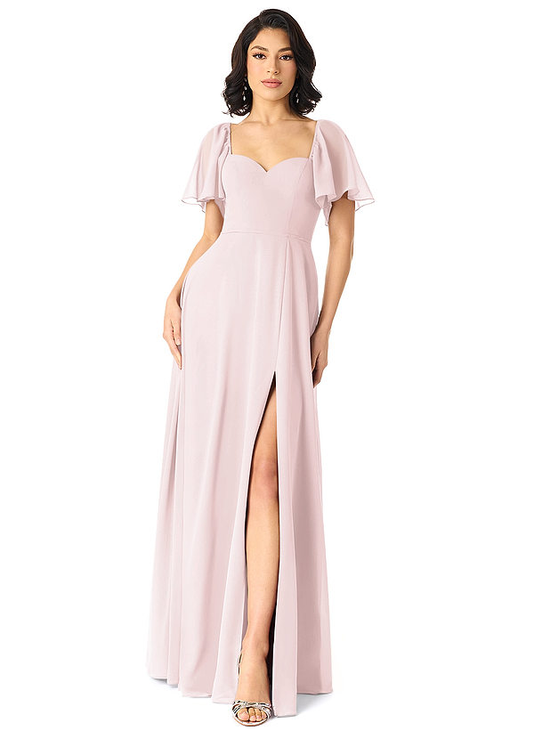 Azazie Chloe Bridesmaid Dresses Blushing Pink A-Line Sweetheart Neckline Chiffon Dress image1