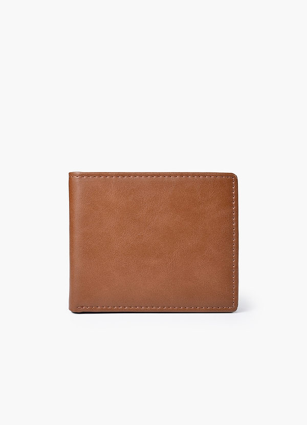 front Cartera plegable de cuero con bloqueo RFID para hombre