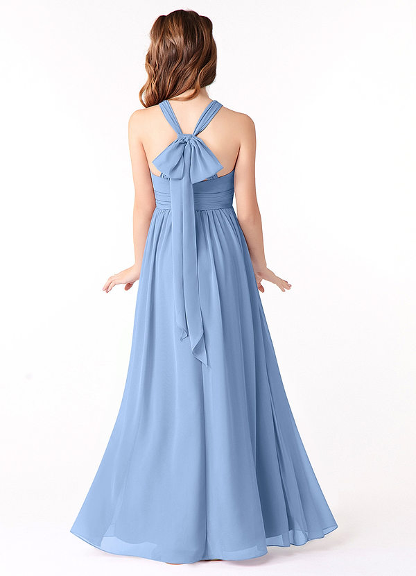 Azazie Jaylah Steel Blue A-Line Ruched Chiffon Dress image1