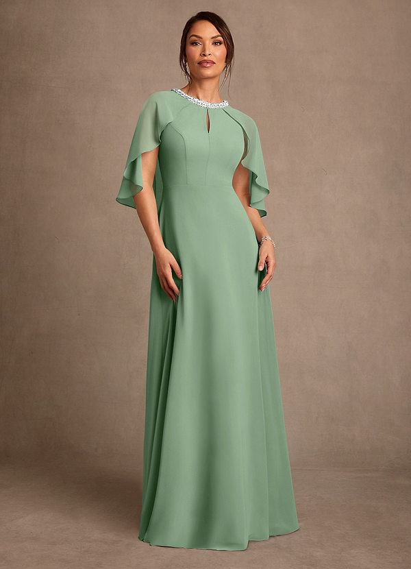 Azazie Winnifred Suknie dla Matki Panny Młodej Linia A Zroszony Szyfon Długość podłogi Sukienka image1