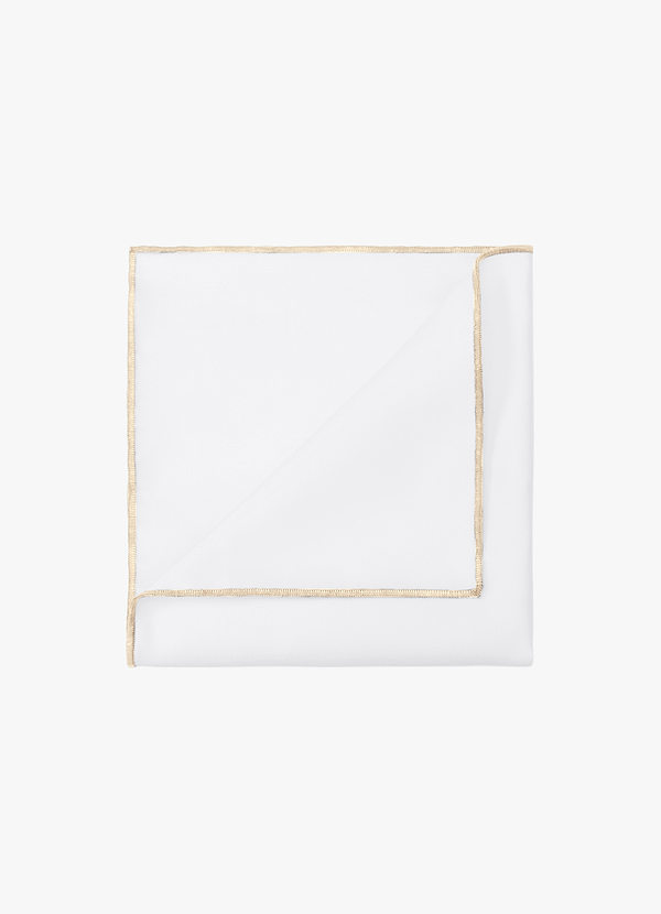front White Matte Satin Pocket Square with Colored Edge