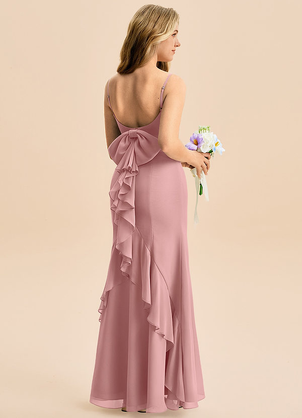 Azazie Lioren Junior Dusty Rose Mermaid Bow Chiffon Dress image1