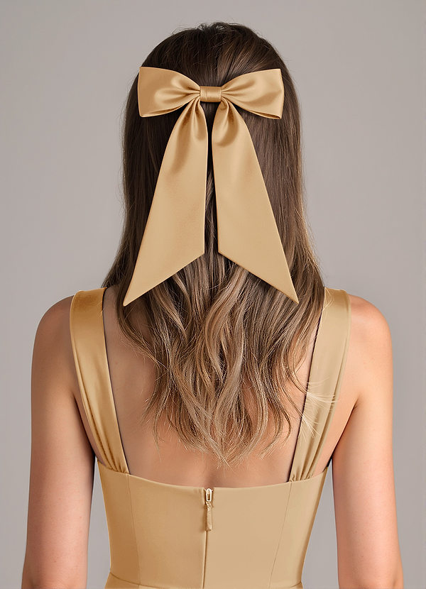 front Matching Color Stretch Satin Bow Hair Clip