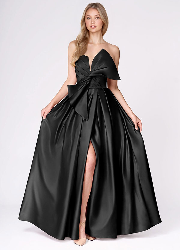 Elowenna Nero Abito da ballo senza spalline con scollo a V e illusione image1