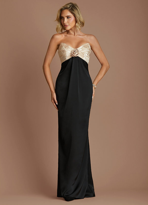 Allegra Black Champagne Peach Maxi Dress image1