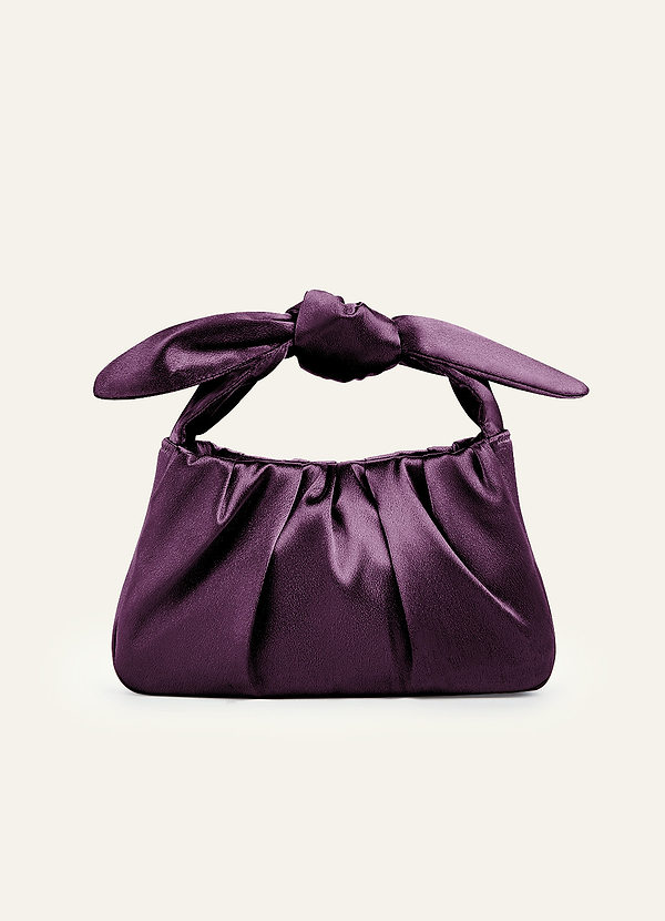 front Bolso de mano con asa anudada de satén metálico a juego