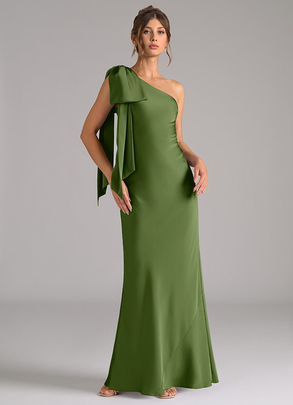 Azazie Capri Bridesmaid Dresses Juniper Mermaid One Shoulder Stretch Satin Dress image1