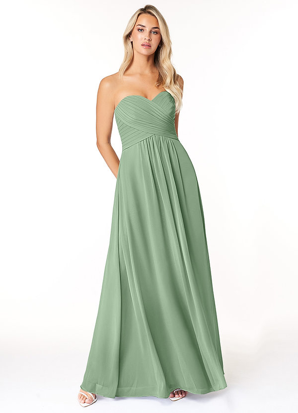 Azazie Yazmin Bridesmaid Dresses Matcha A-Line Sweetheart Neckline Chiffon Convertible Dress image1
