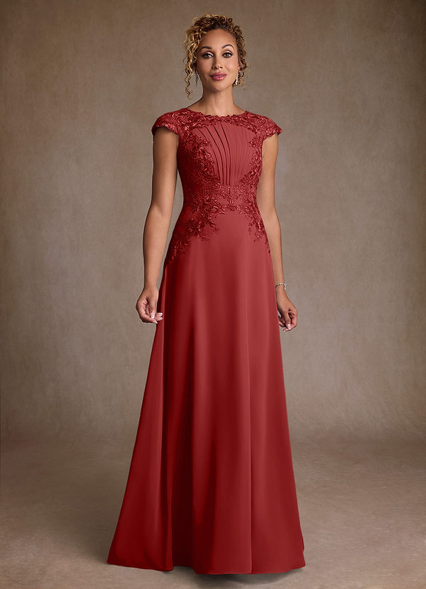 Azazie Christi Mother of the Brides Dresses Rust A-Line Lace Chiffon Dress image1