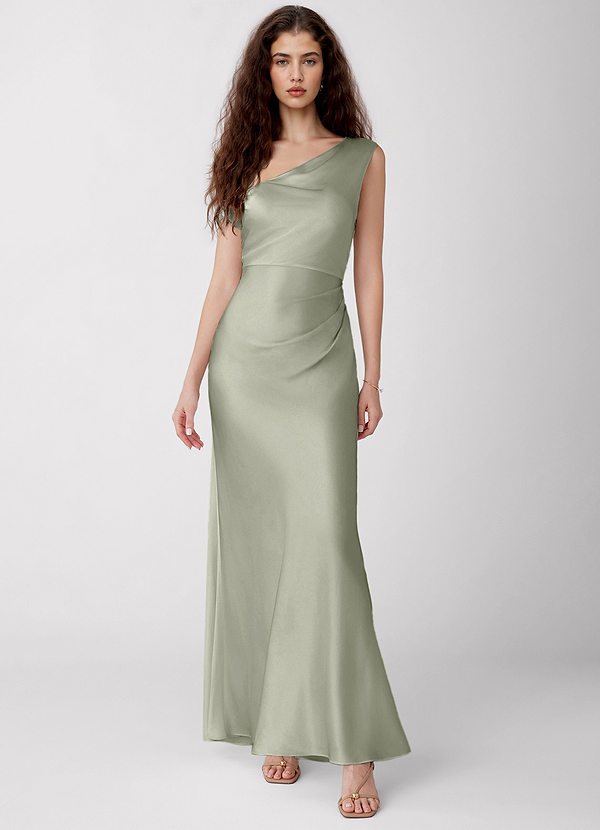 Avela Dusty Sage Luminous Satin Maxi Dress image1