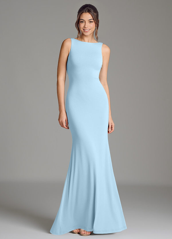 Azazie Gwen Bridesmaid Dresses Sky Blue Mermaid Pleated Premium Stretch Jersey Dress image1