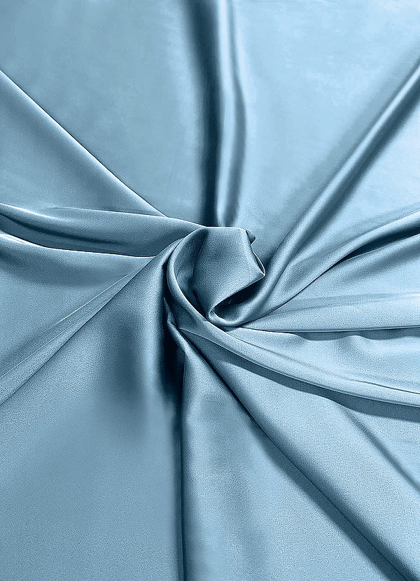 front Azazie Steel Blue Stretch Satin Fabric By the Yard