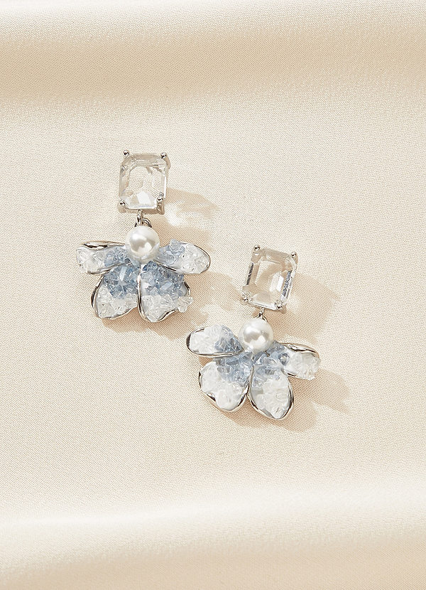 front Something Blue Flower Drop Earrings