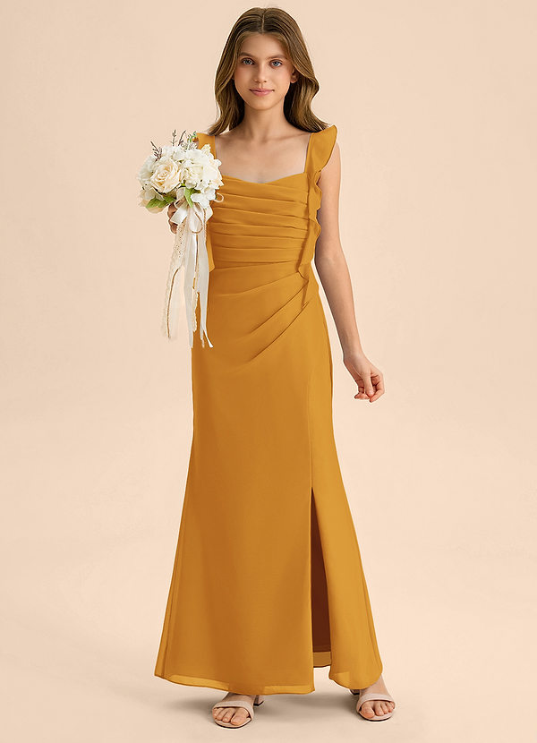 Azazie Jessamine Junior Butterscotch Mermaid Sweetheart Neckline Chiffon Dress image1