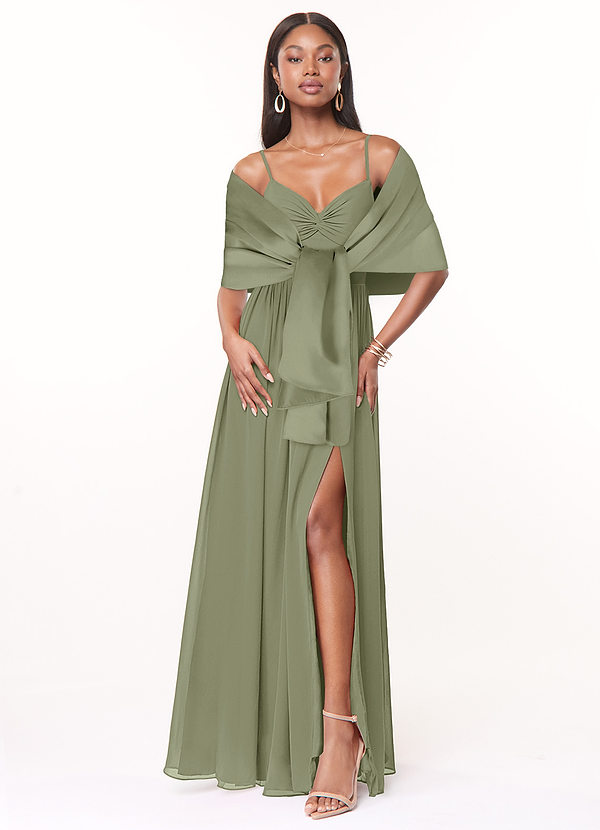 front Azazie Matching Color Aleena Matte Satin Shawl