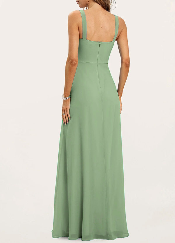 back Perfect Day Sage Green Square Neck Maxi Dress