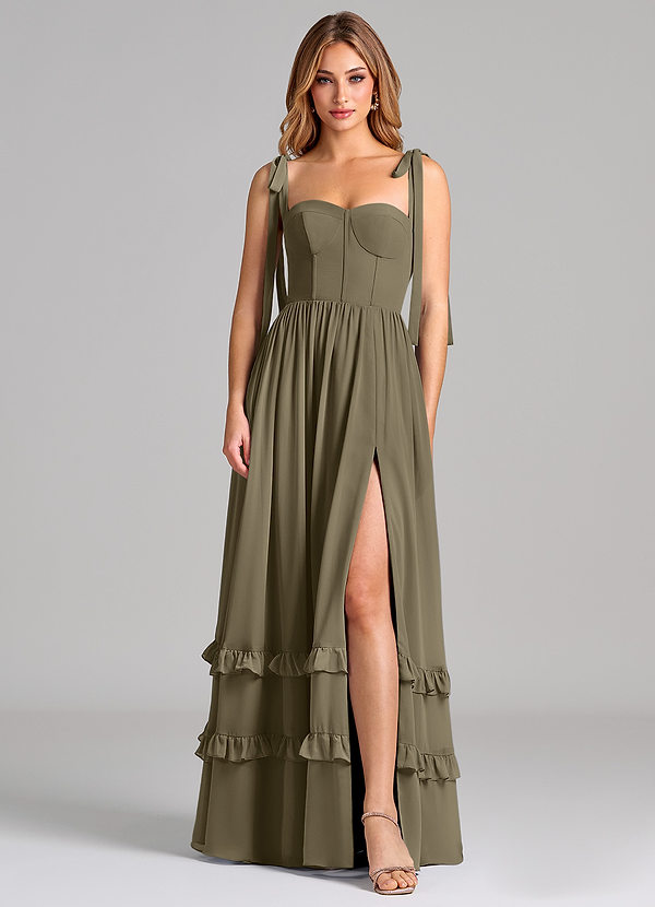 Azazie Anastacia Bridesmaid Dresses Willow Green A-Line Sweetheart Neckline Chiffon Dress image1