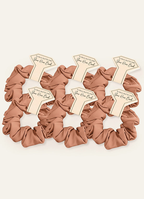 front Matchande Färg Sex-Delad Brudtärna Stretch Satin Vanlig Storlek Scrunchie Set