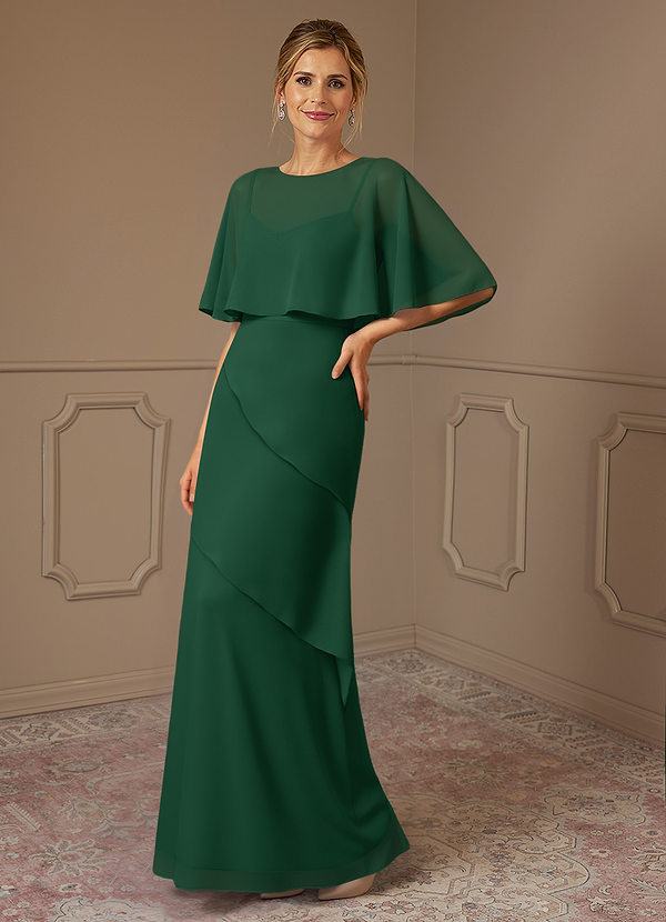 Azazie Bowie Vestidos de Madre de la Novia Vestido de Verde Oscuro de Gasa de Corte En A image1