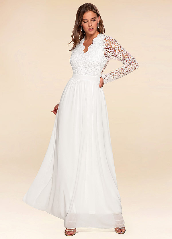 Marvelous White Long Sleeve Lace Maxi 