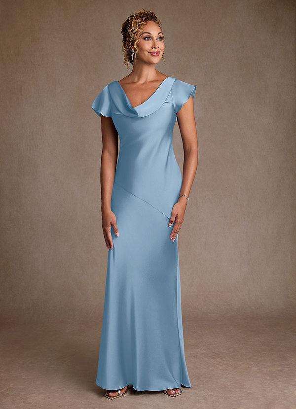 Azazie Shelby Suknie dla Matki Panny Młodej Syrena Pofałdowany Satyna elastyczna Długość podłogi Sukienka image1