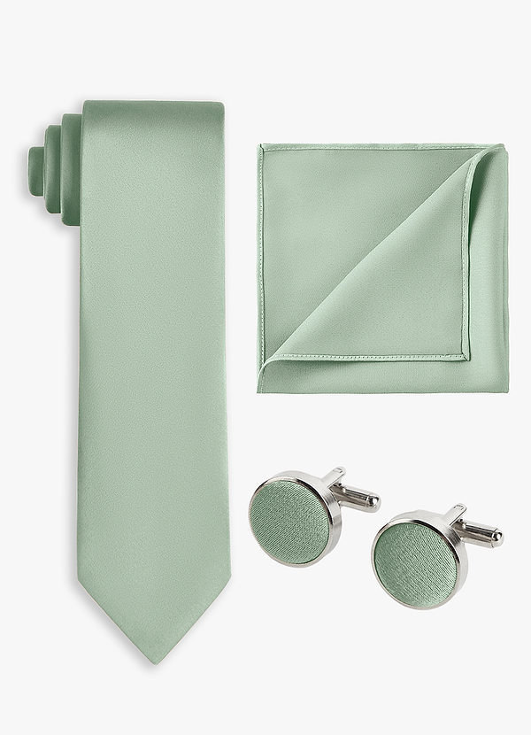 front Matching Color 3-Piece Stretch Satin Wide Tie Set