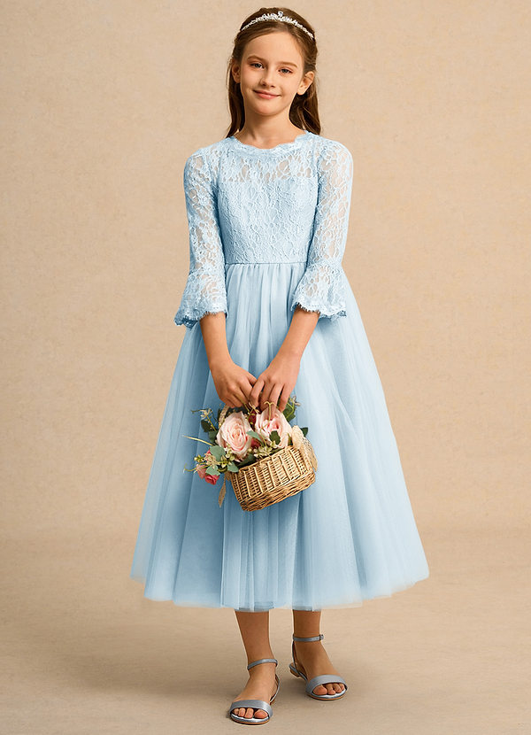 Azazie Lamb Girl Flower Girl Dresses Sky Blue Ball-Gown Lace Dress image1