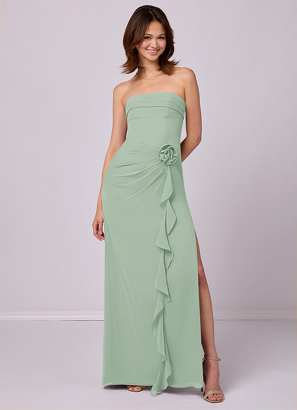 Barbie ♥ Azazie Bruidsmeisjes Jurken Converteerbaar Jurk van Chiffon met Kolom Strapless Agave image1