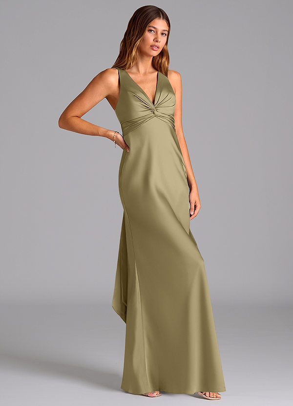 Azazie Hati Brudtärneklänningar Klä av Sjöjungfru i Stretch Satin Mossgrön image1