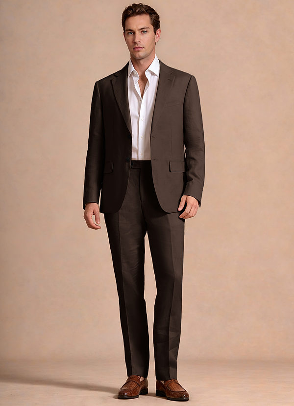 front Wesley Marron Foncé Costume en lin mélangé