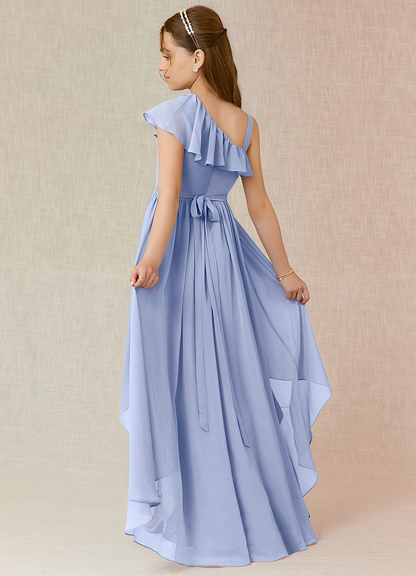 Azazie Mango Junior Robe Trapèze en Mousseline de soie Rayé Eis image1