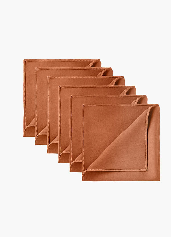 front Stretch Satin Matching Groomsmen Pocket Square Set – 6 Pieces