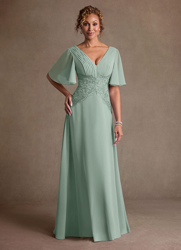 Azazie Milliat Mother of the Brides Dresses Agave A-Line Lace Chiffon Dress image1