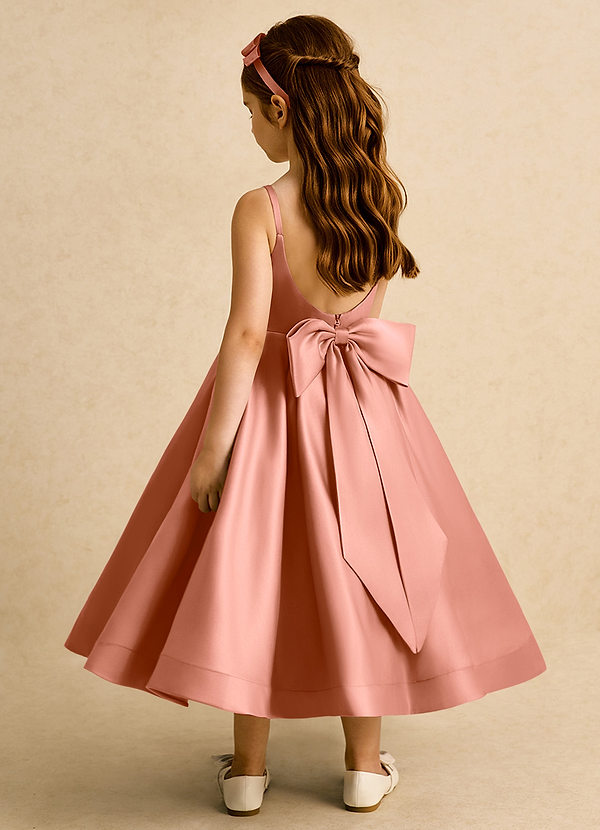 Azazie Babs Blumenkinder Kleider Ballkleid Plissee Matte Satin Kleid Mai Tai image1