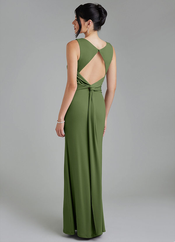 Azazie Ariel Bridesmaid Dresses Olive Mermaid Square Neckline Premium Stretch Jersey Dress image1
