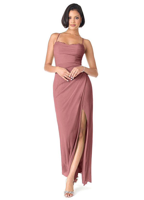 Azazie Ashana Brautjungfernkleider Etui Herzchen Spitze Gittergewebe Kleid Wüstenrose image1