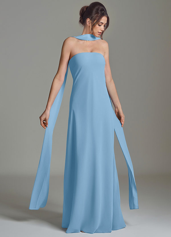 Azazie Ilana Bridesmaid Dresses Steel Blue A-Line Strapless Chiffon Dress image1