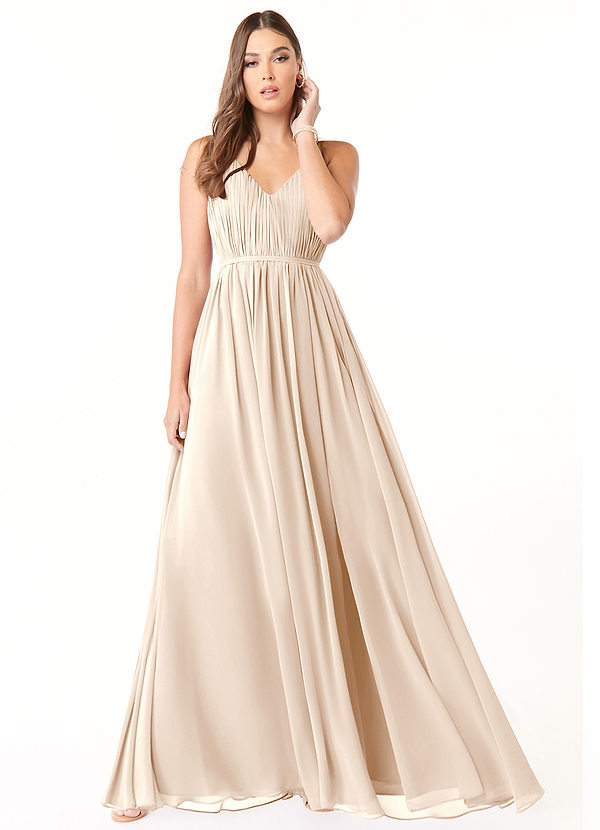 Azazie Blythe Bridesmaid Dresses A-Line Pleated Chiffon Floor-Length Dress image1