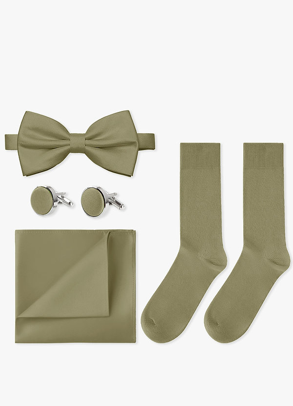 front Matching Bow Tie & Pocket Square & Cuff Links & Socks Set