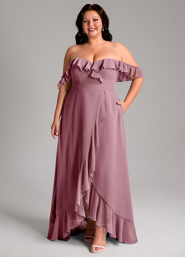 Azazie Lyra Abiti da Damigella Abito Convertibile A-Line in Chiffon Vintage Malva image1