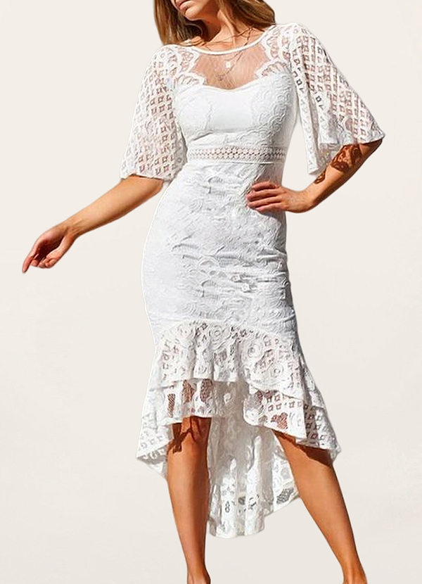 front Folklore White Lace Midi Dress