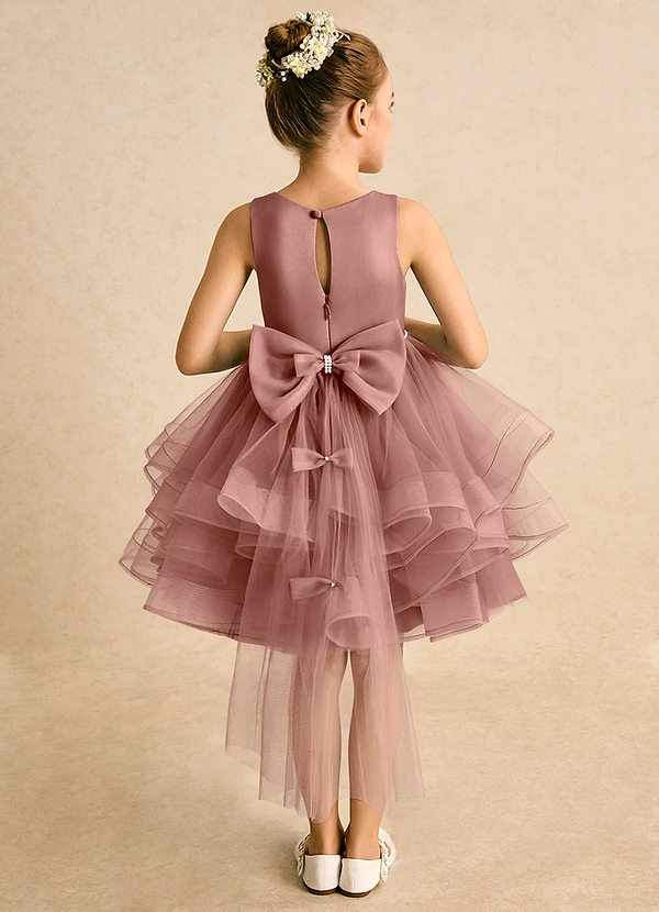 Azazie Tinie Blumenkinder Kleider Ballkleid Schleifen Tüll Kleid Zedernrose image1