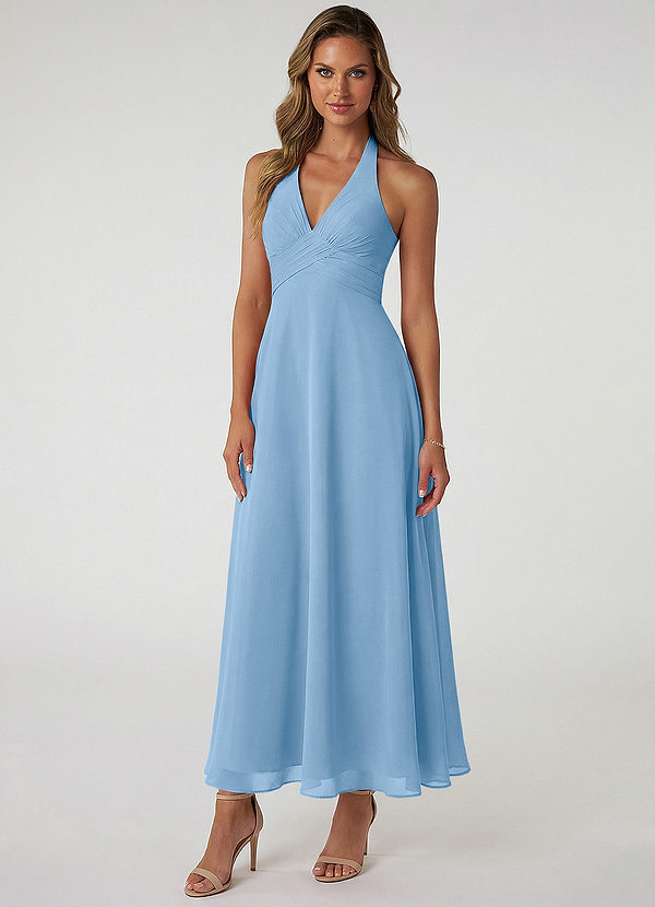 Azazie Tessie Suknie dla druhen Linia A Pofałdowany Szyfon Długość kostki Sukienka image1